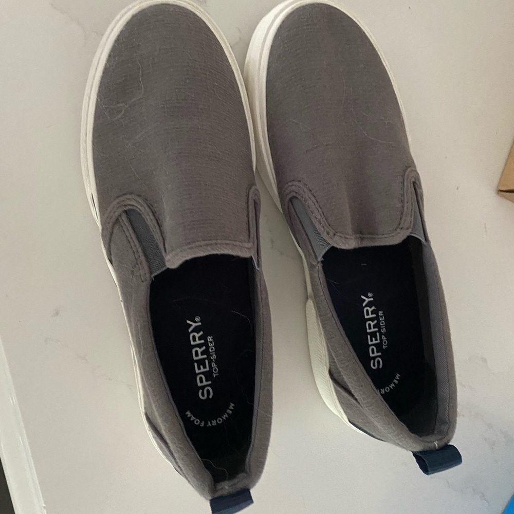 Sperry Gray Loafers with Cushioned Sole and Elastic Panels